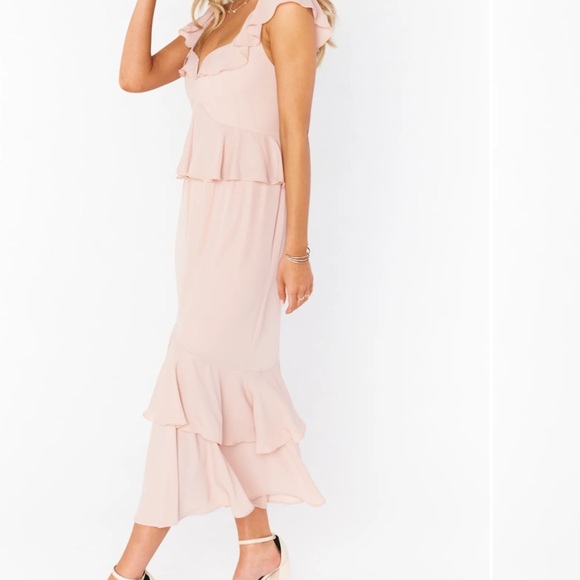 Show Me Your Mumu Small Reese Ruffle Dress in Dusty Blush Crisp Tiered sundress - Picture 2 of 15